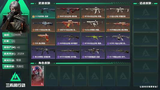 三角洲行动【总资产43M铂金】【SJZX695】总资产(M