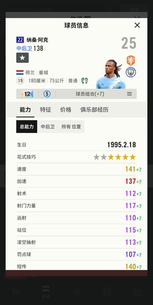 FC Online 足球在线4【22u 阿克 强化12 能力138】22u阿克12卡