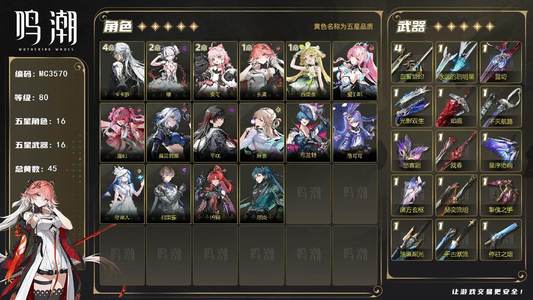 鸣潮【80级】80级/45黄/男主/16个