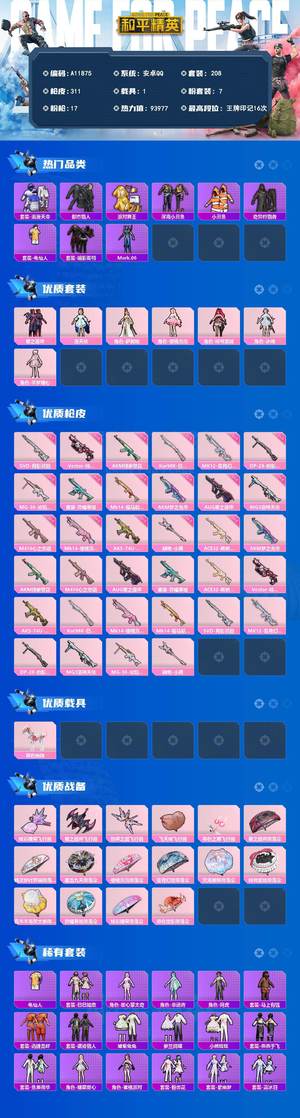 和平精英安卓【精品小号  套装-都市