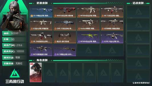 三角洲行动【总资产219M铂金】【SJC830】总资产(M)
