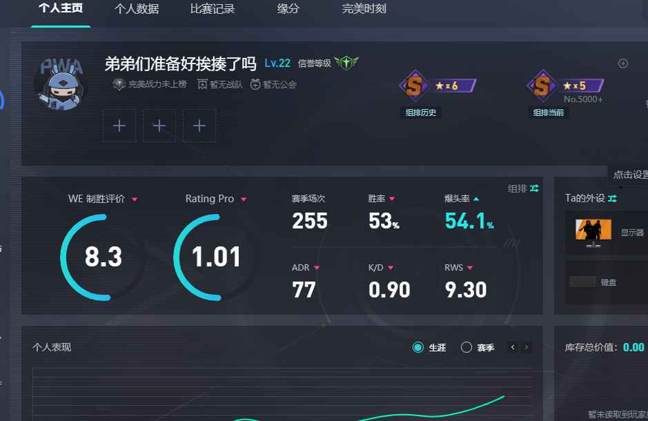 CSGO完美s段位