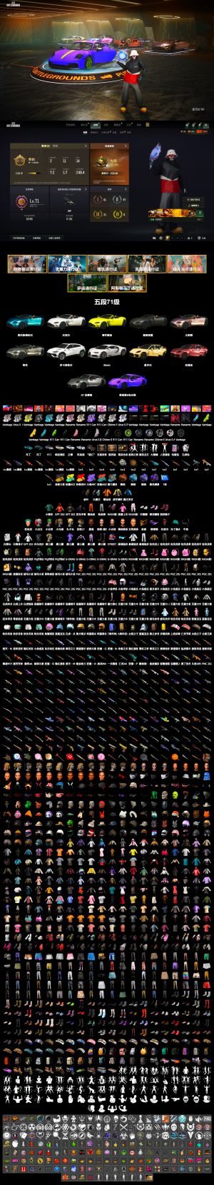 绝地求生（PUBG）生存等级2701 名誉等级3 成长武器 究极 载具 枪皮退游出，识货哥来