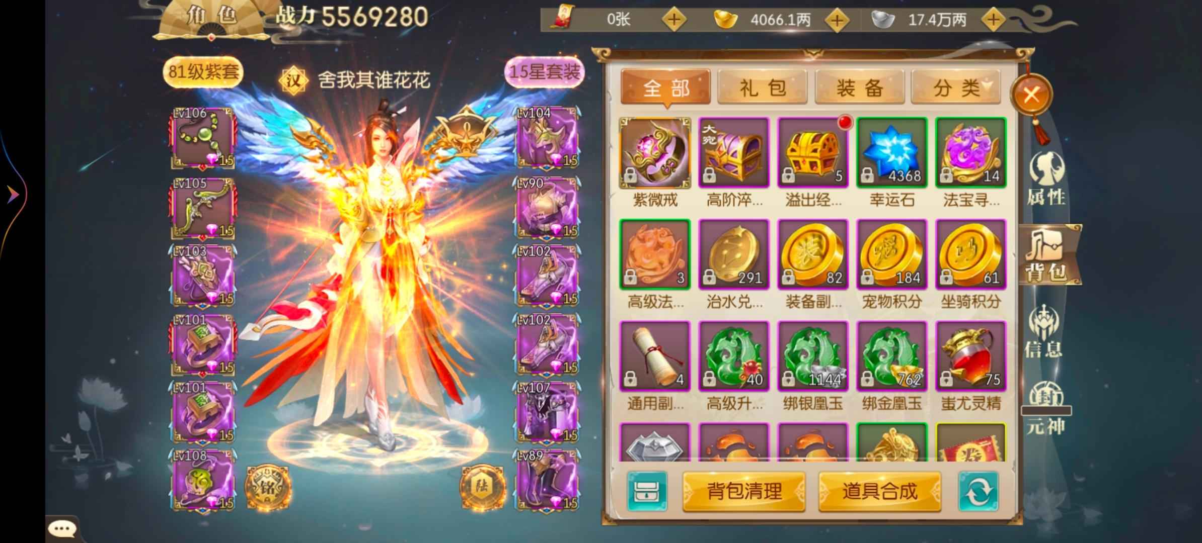 征途2手游【109级】女号仓库东西多多