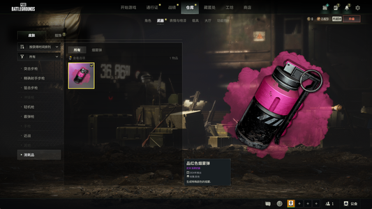 绝地求生（PUBG）200级成长武器烟雾弹