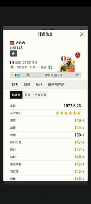 FC Online 足球在线4【23wl 齐达内 强化11 能力145】11卡齐达内