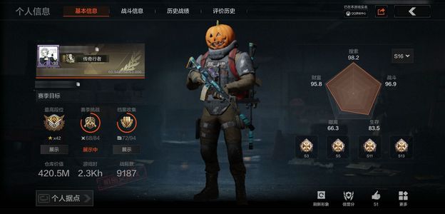 暗区突围库存价值420M 2近战  11 橙套装7金枪 暗区传说