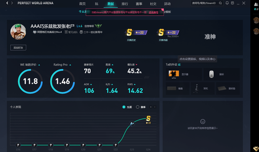 CSGO完美金s22两个赛季账号