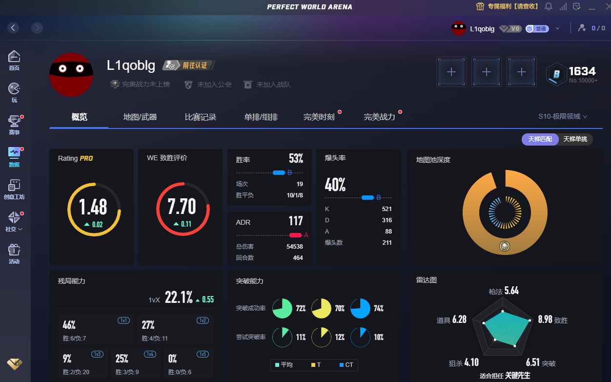 CSGO完美平台普通B段位号