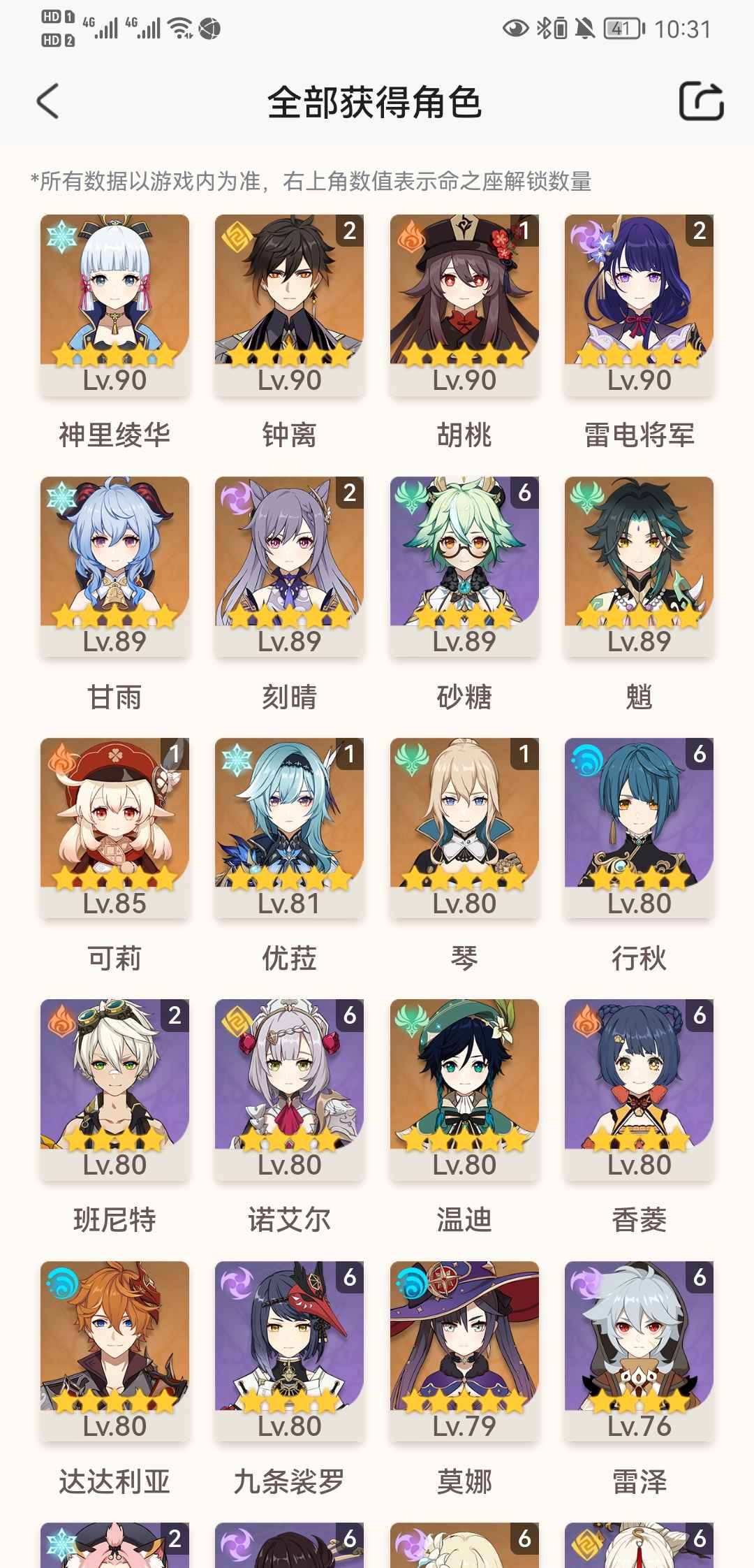 原神【57级】三神3C，命做专五挺多的
