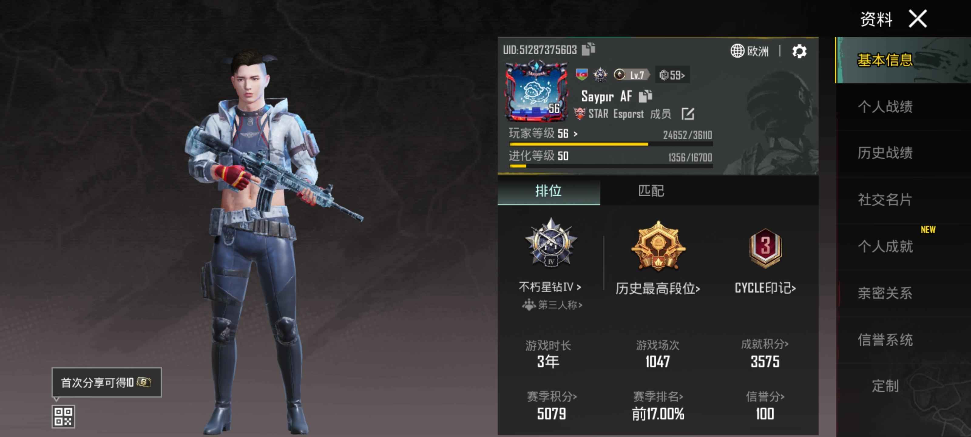 PUBG M（外服）冰霜m4＋红装