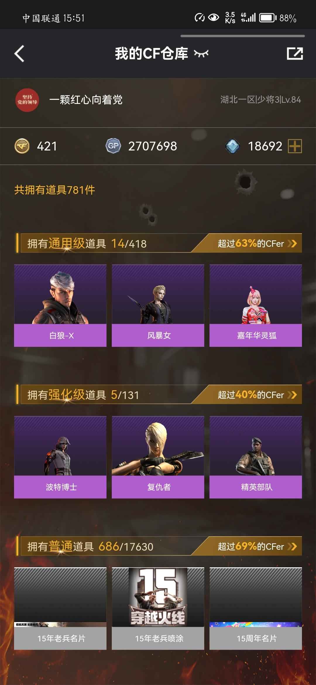 穿越火线（CF）【84级】出售穿越火线cf端游游戏账号