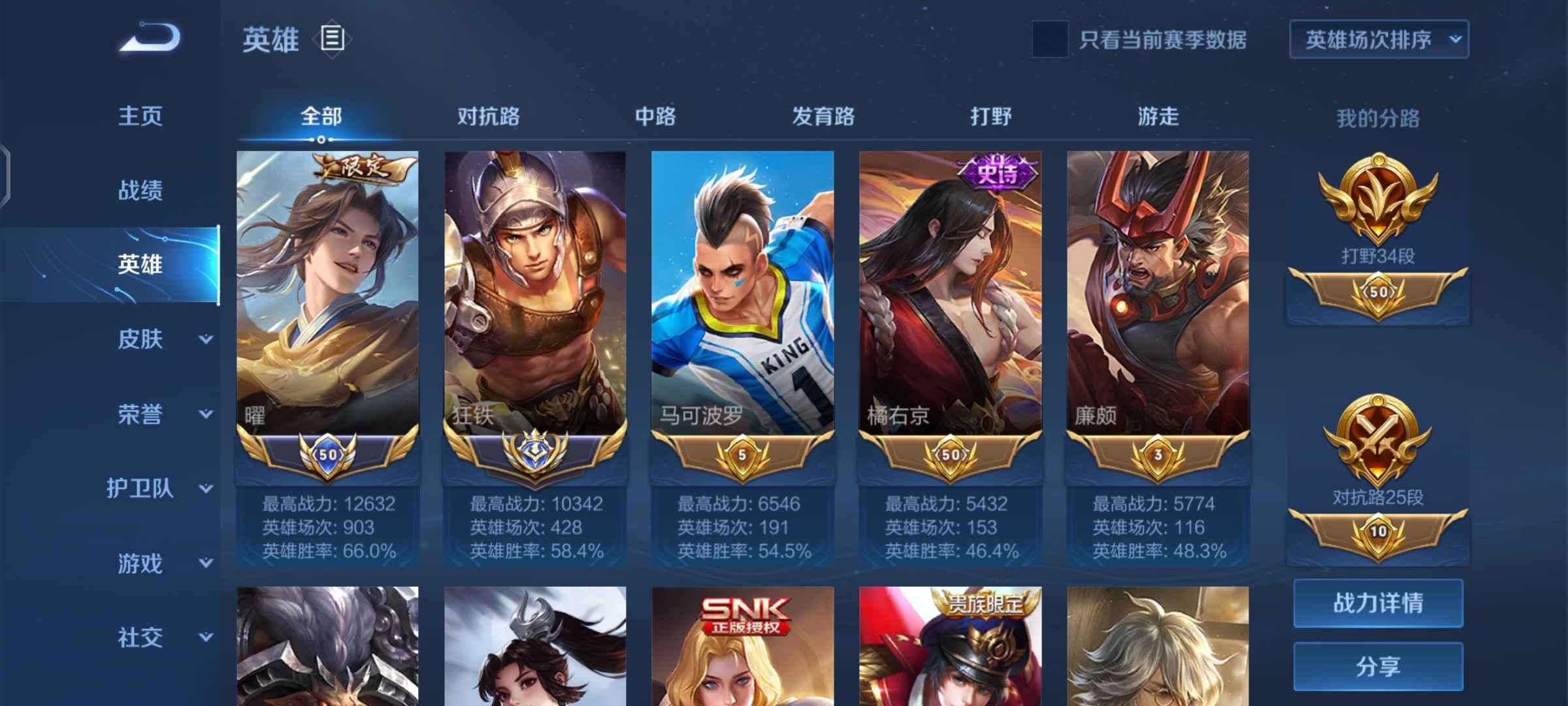 王者荣耀【0英雄0皮肤】历史大国标狂铁，千场一万3国服