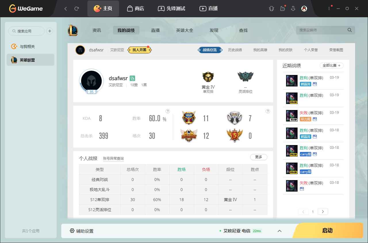 英雄联盟（LOL）【21英雄0皮肤】电一新号黄金