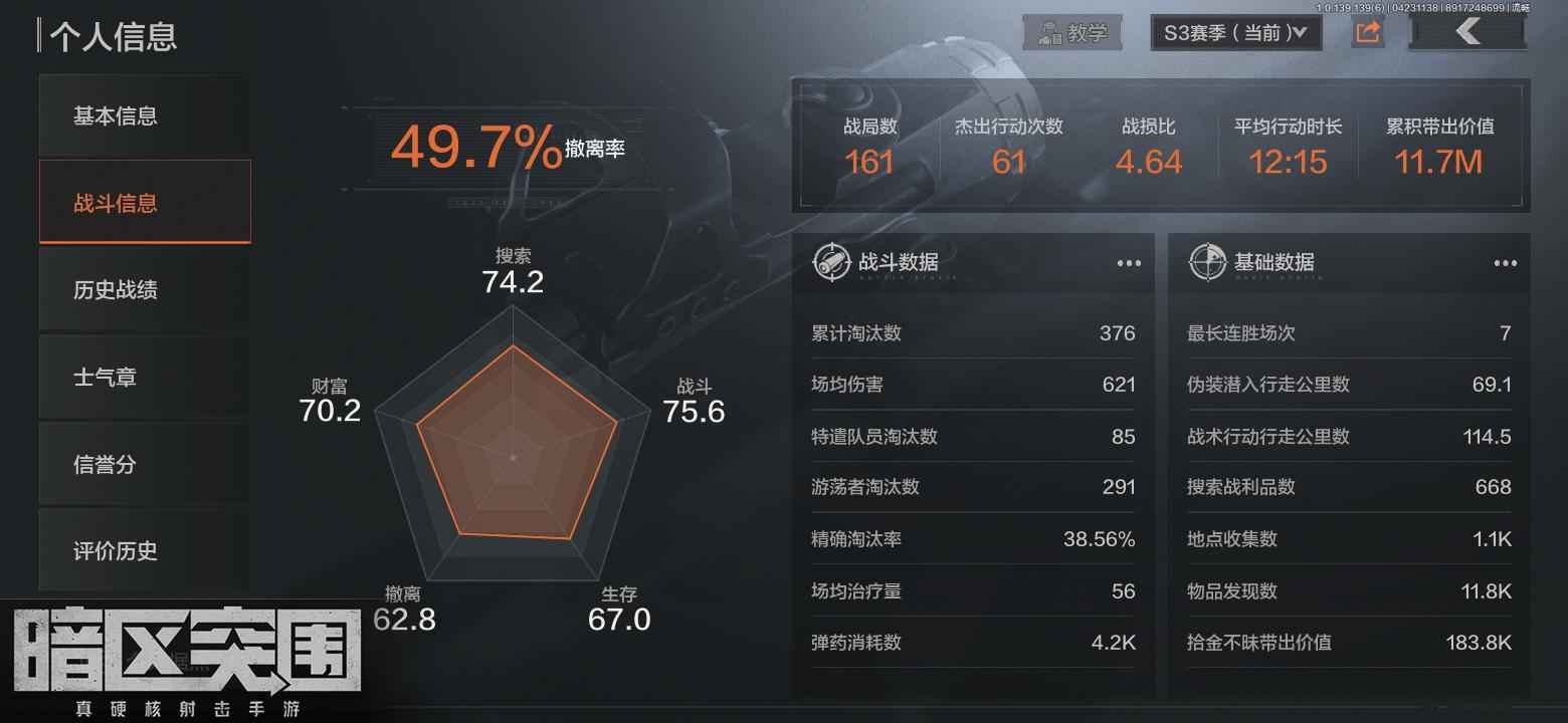 暗区突围【2222级】千万科恩币号还有28天保险看图