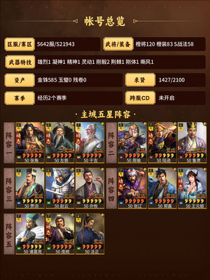 三国志战略版带主城皮肤的满红队伍