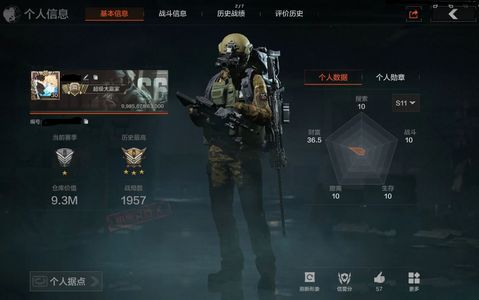 暗区突围库存价值9.3M 1近战武器 信誉5级 精英