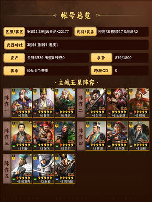 三国志战略版武将全6千金铢