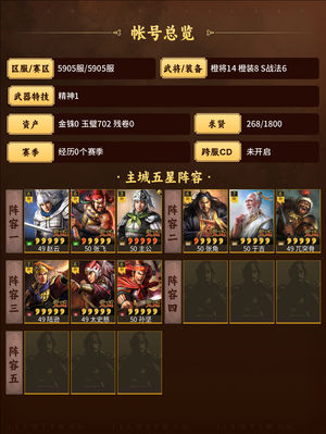 三国志战略版双月五虎三仙都督百万战功有霸业