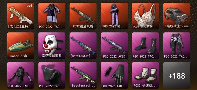 绝地求生（PUBG）1成长武器 2传说枪皮 3传说服装 生存等级154级