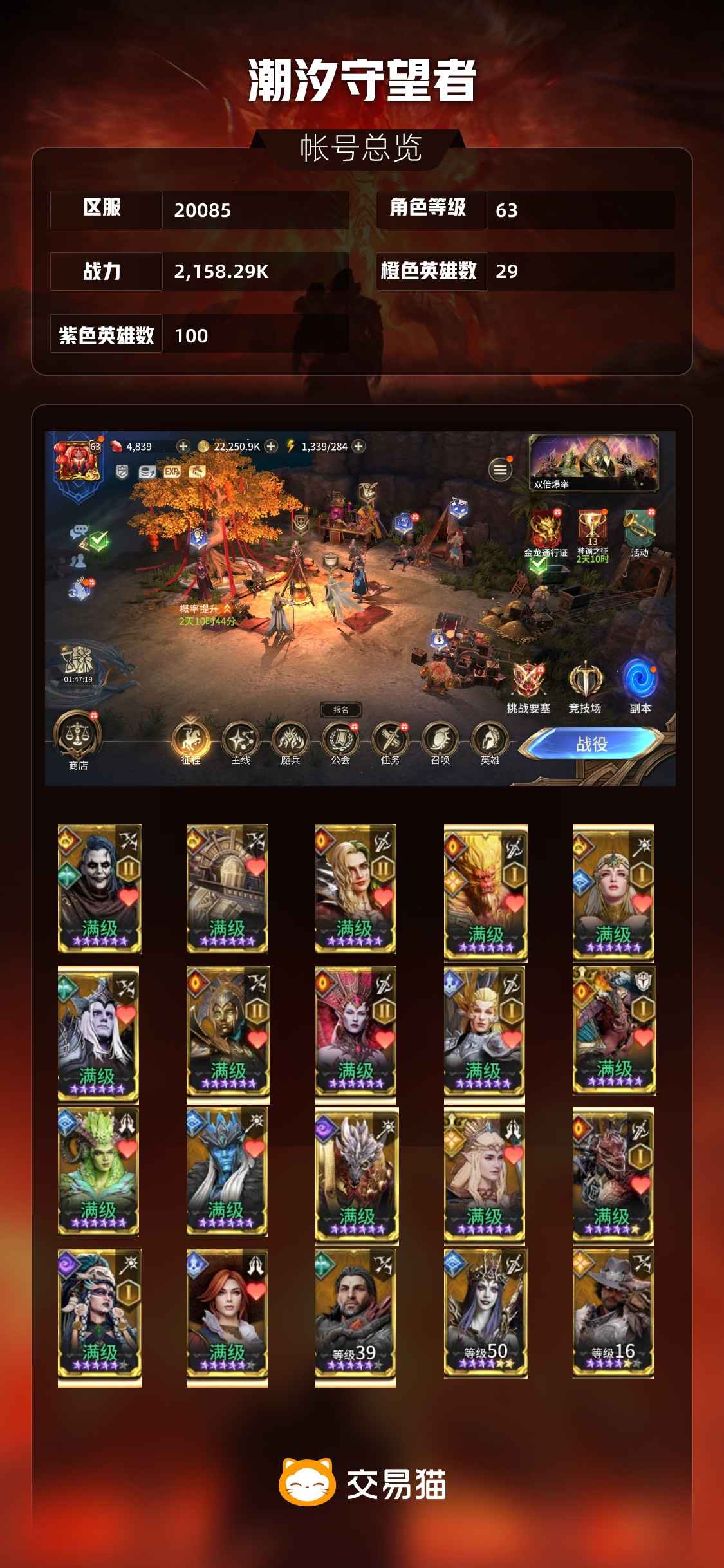 潮汐守望者【63级战力2,158.29K】自己看吧。