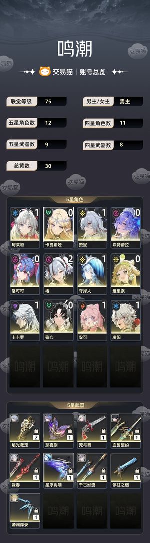 鸣潮【75级】 鸣潮成品号，小月卡