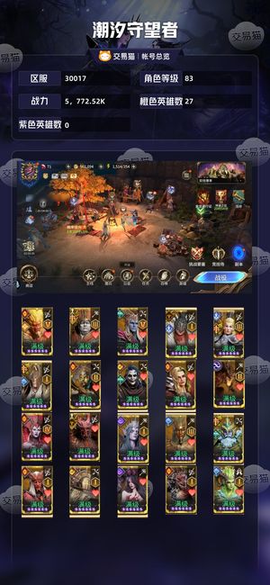潮汐守望者【83级战力5，772.52K】 万克，5觉猴子5新郎3白胖德隆