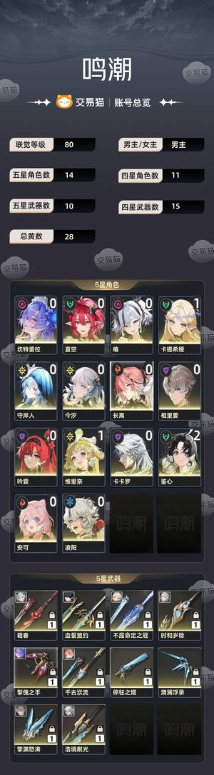 鸣潮【80级】 开局自玩号，特征码10开头