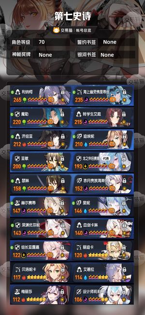 第七史诗【70级】活绑仁王女帝等