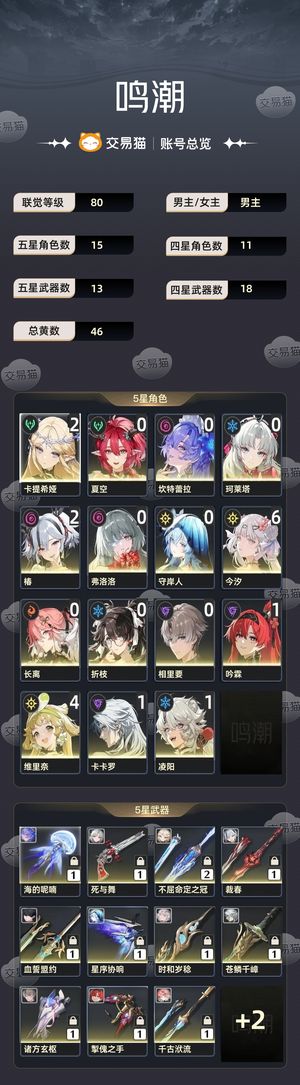 鸣潮【80级】 开服小欧皇号出售