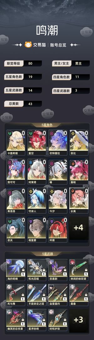 鸣潮【80级】 退游了，基本都是毕业，别大刀