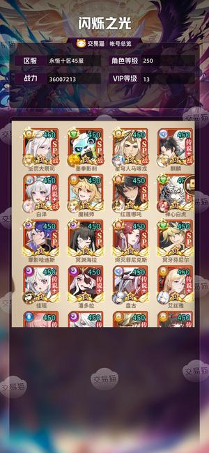 闪烁之光【VIP13,等级250】 3600万急出给价就卖