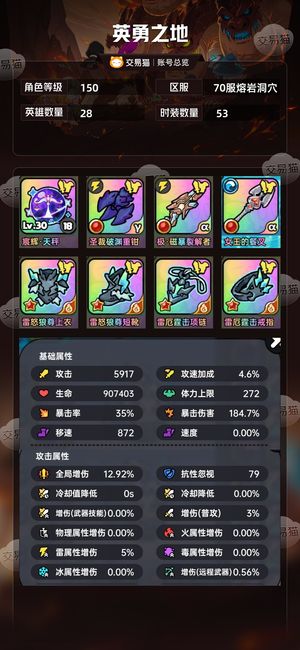 英勇之地手游【150级】永久全开，高练度多武器皮追人打
