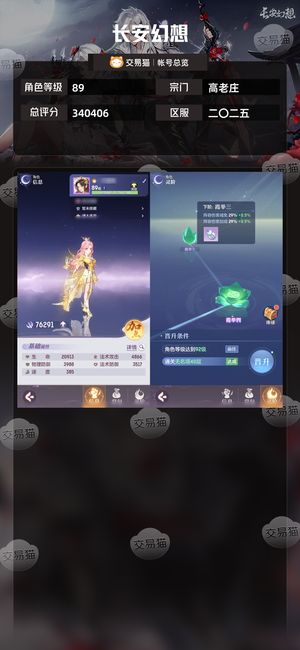长安幻想【高老庄89级总评分340406】3逍遥4900法攻