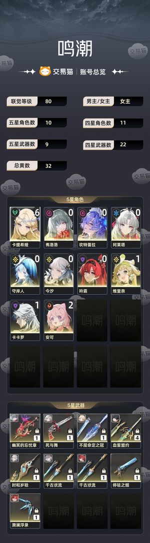 鸣潮【80级】 6 1卡提 4个大主C毕业