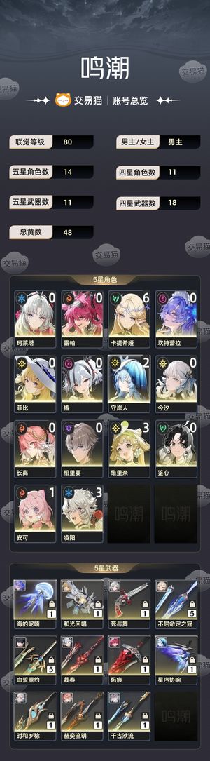鸣潮【80级】 65卡提全皮肤