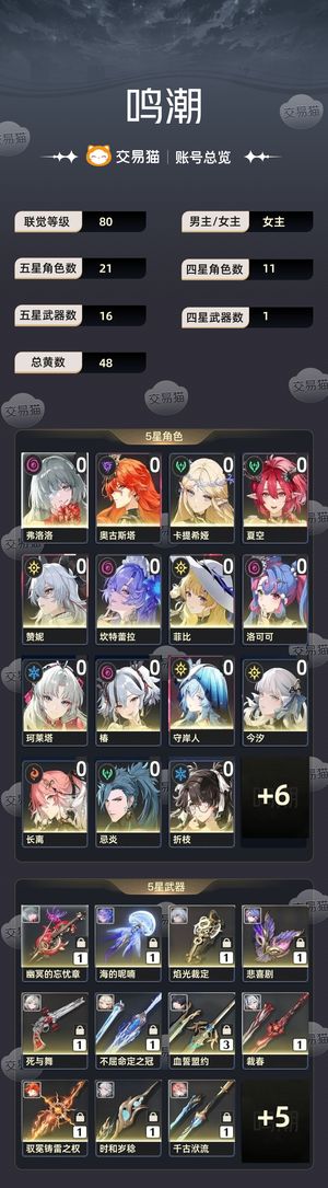 鸣潮【80级】 全图鉴缺露帕船长
