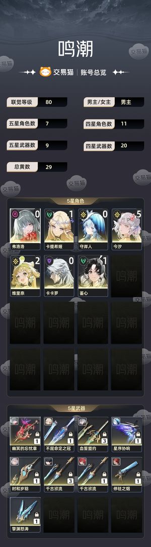 鸣潮【80级】 多金全皮肤