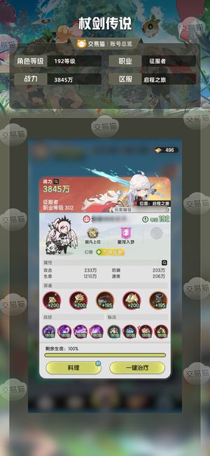 杖剑传说【192级】2.4w氪度，精氪斗士
