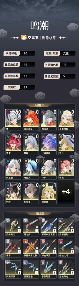 鸣潮【80级】 开服号，多配队高练度