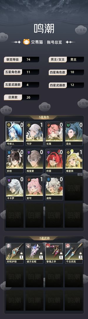 鸣潮【74级】 今夕 守岸人 长离 忌炎等up
