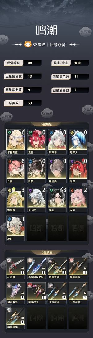 鸣潮【80级】 满链长离卡提希娅