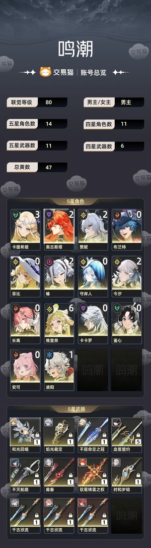 鸣潮【80级】 31卡21奥21赞21椿21龙