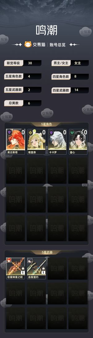 鸣潮【38级】 小号，里面有奥古斯塔