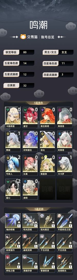 鸣潮【80级】 80级32黄练度号