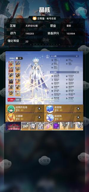 晶核【战力148203】 满配223共鸣附带21武器小号