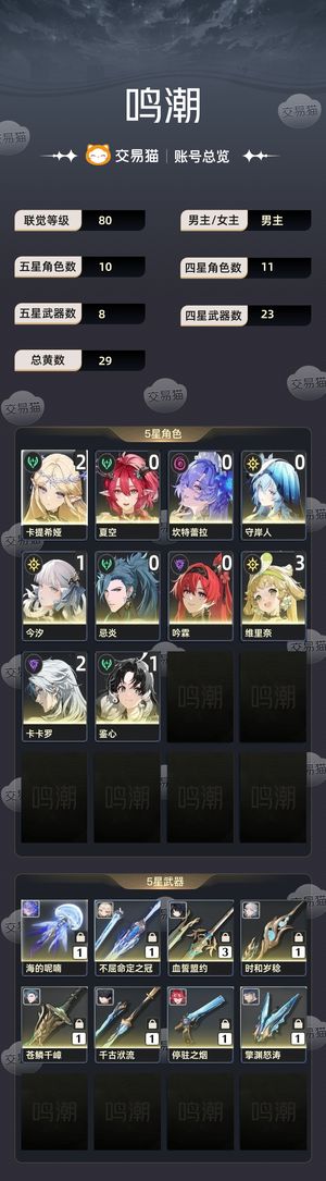 鸣潮【80级】 鸣潮开服自玩号带大保底