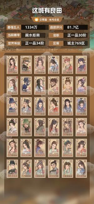 这城有良田【最强五人1334万】 木兰 一桐五人战力1334万