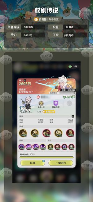 杖剑传说【187级】2600万2奇迹宠时装准不朽