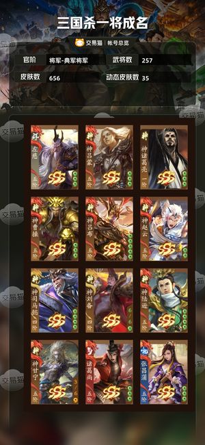 三国杀一将成名（三国杀十周年）【苹果版】【将军-典军将军】低价扔了，不砍价